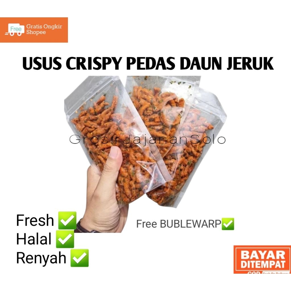 

Usus Krispi Pedas Daun Jeruk & Original ± 100gr / USUS Crispy