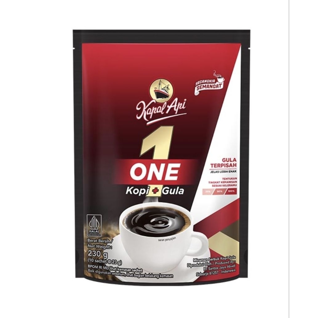 

Kapal Api One (KA 1) Kopi dan gula terpisah (1 RENTENG) | BELI 10 GRATIS 2 | 1 dus/karton isi 12 renteng, 1 renteng isi 10+2 pcs/sachet