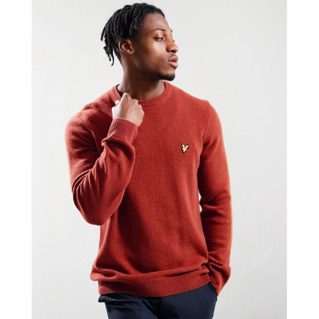 Lyle And Scott Crewneck Jumper Merino Sweatshirt In Orange Marl
