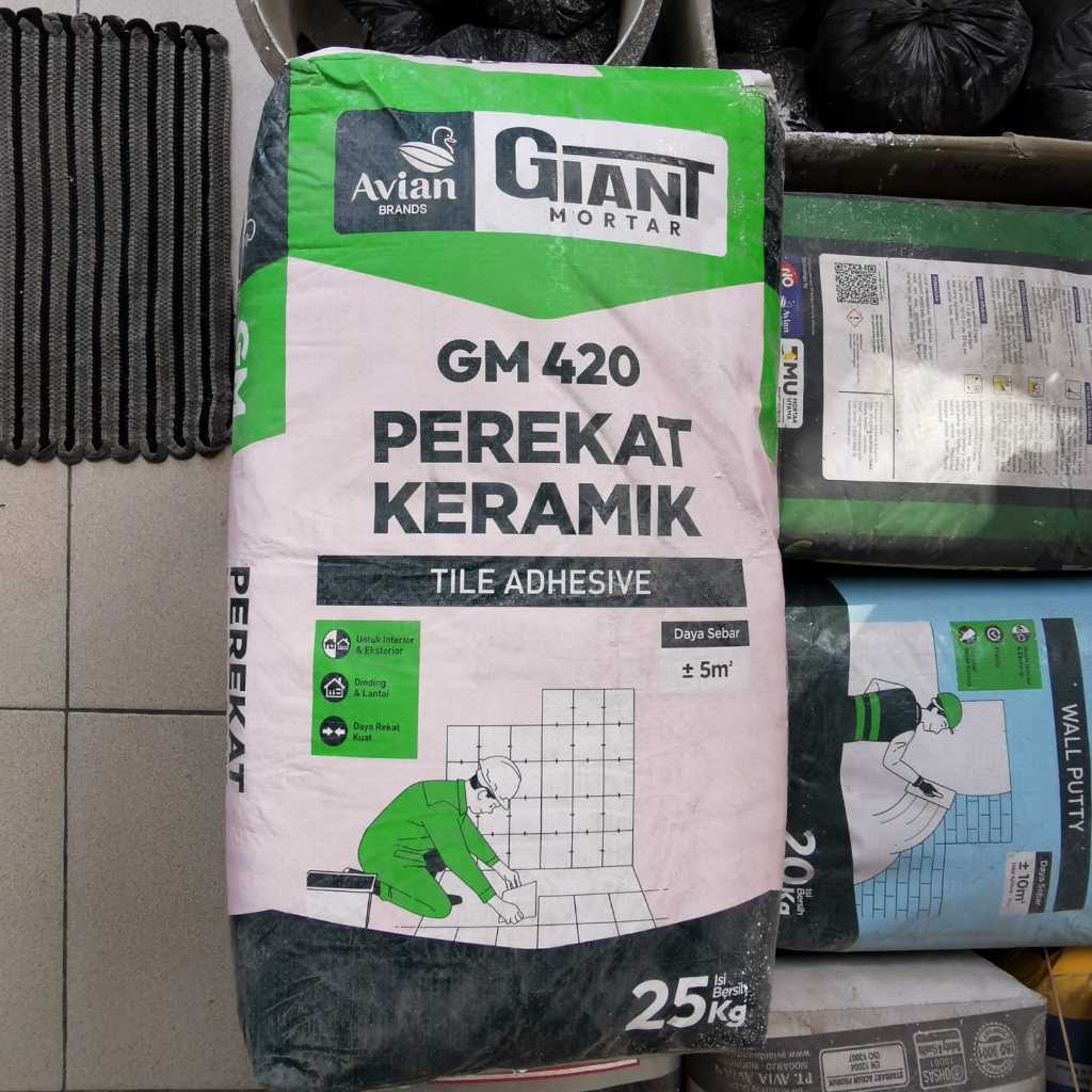 Giant Mortar GM 420 Semen Perekat Keramik Lantai dan Dinding 25kg Ready Bandung