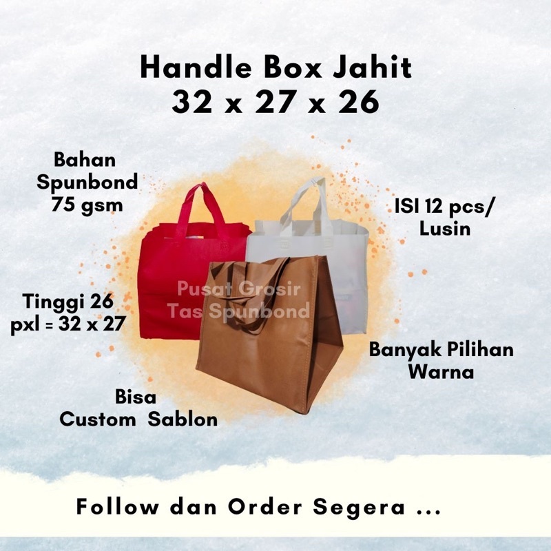 

Tas Handle Box Jahit 32x27 Tas Spunbond Paket Hemat isi 60pcs