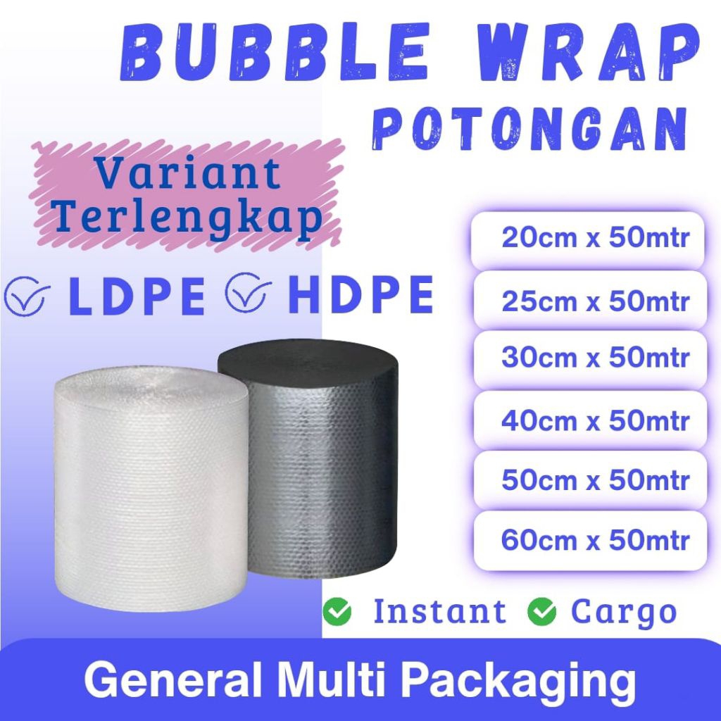 

Khusus Reguler Bubble Wrap potongan 20-60 cm x 50 meter