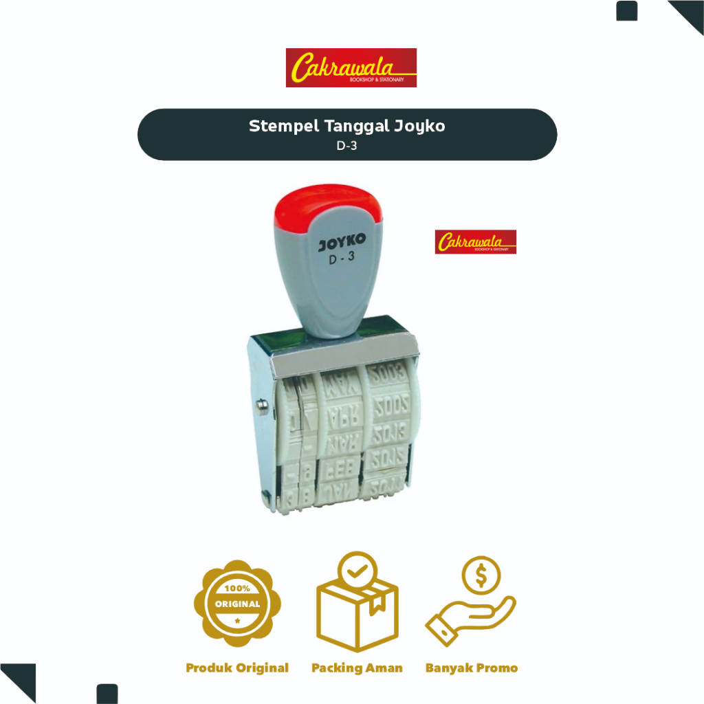

Stempel Tanggal Joyko D-3 | Date Stamp Manual 5mm | Cap Tanggal untuk Dokumen & Administrasi