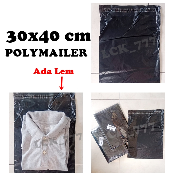 GROSIR ( 30x40 cm ) Plastik Lem Polymailer Pelastik Perekat Packing Baju Paket Olshop Hitam