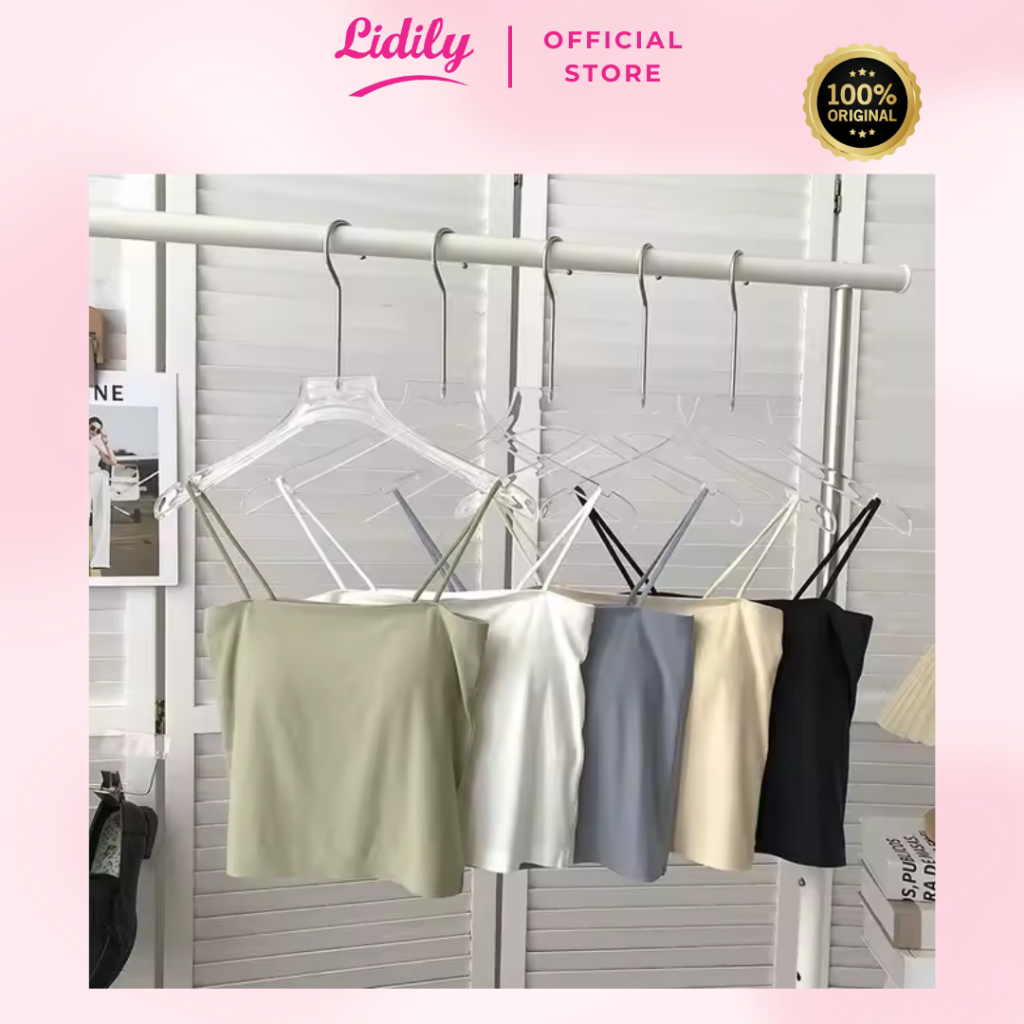 LIDILY - Atasan Kemben Tanpa Kawat Tali Spaghetti Lidily Crop Top Tanktop Seamless Tali Kecil