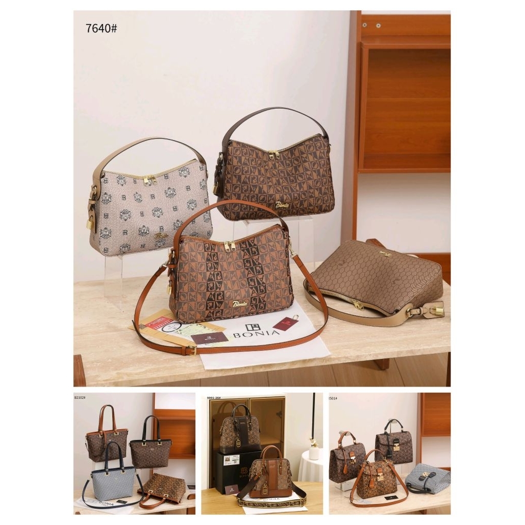 Bonia B2808 / 7640 / B2501 / B2102 / 9001-26 / 5409 Monogram Hobo Shoulder Bag Hb