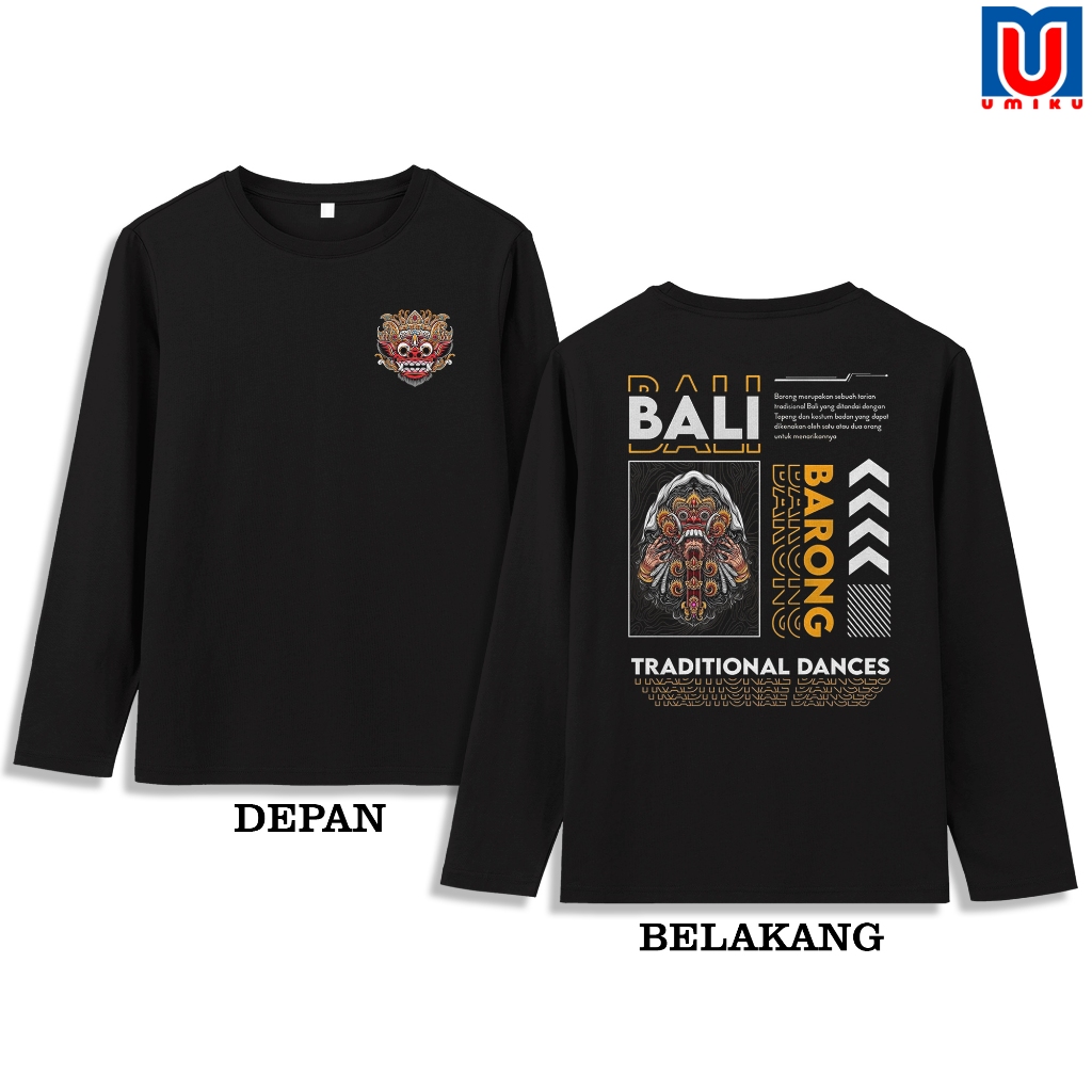 KAOS BARONG BALI - KAOS LENGAN PANJANG ATASAN TERBARU PRIA WANITA T-SHIRT UNISEX BARONG BALI