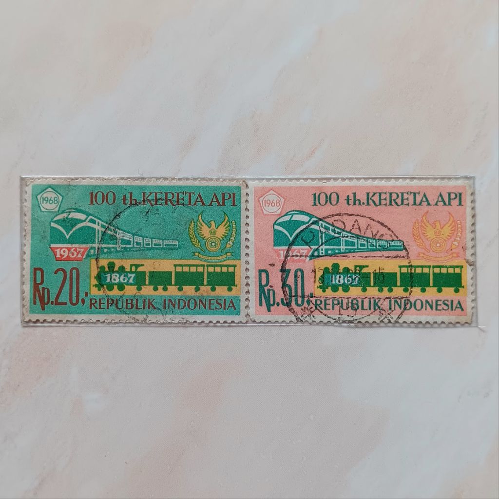 

(AB) Perangko Indonesia 1968 100 Tahun Kereta Api Set Lengkap 2 pcs Used