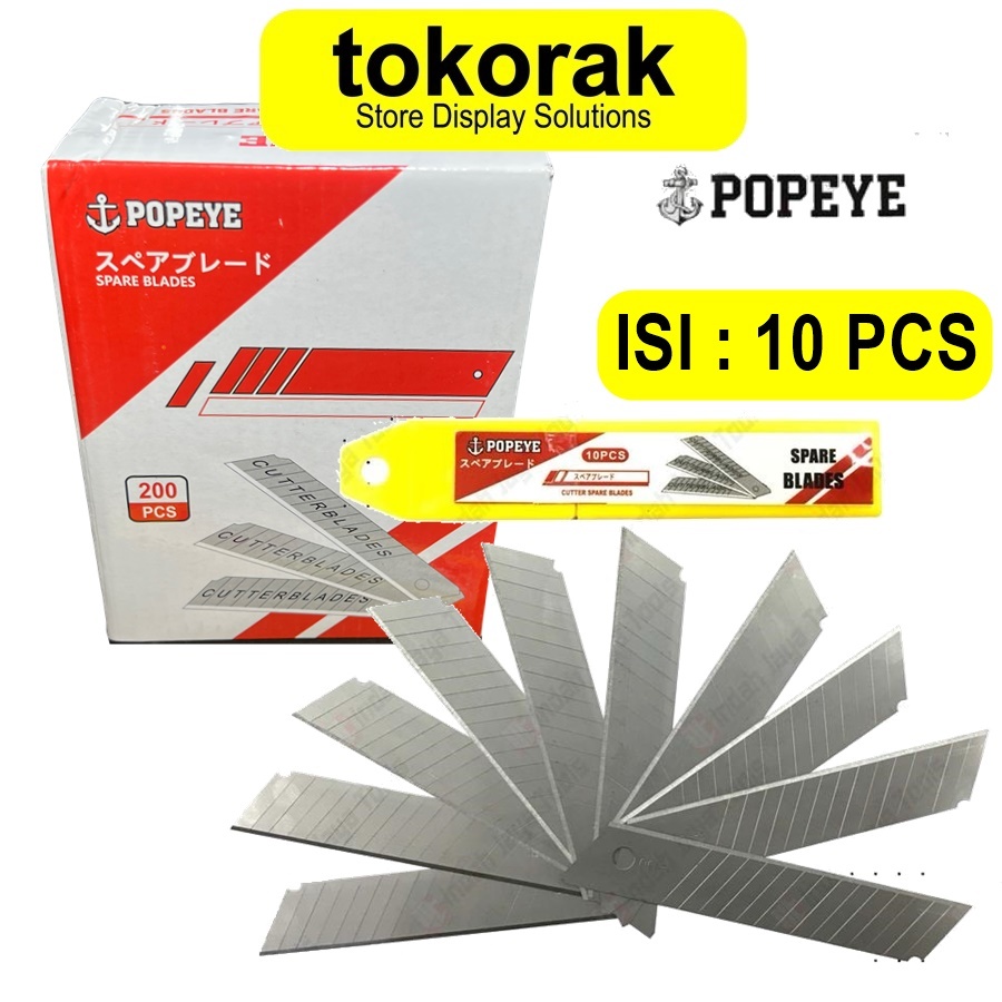 

POPEYE ISI CUTTER SET 10 PCS BESAR PISAU REFILL KATER SPARE BLADES CUTER 10PCS