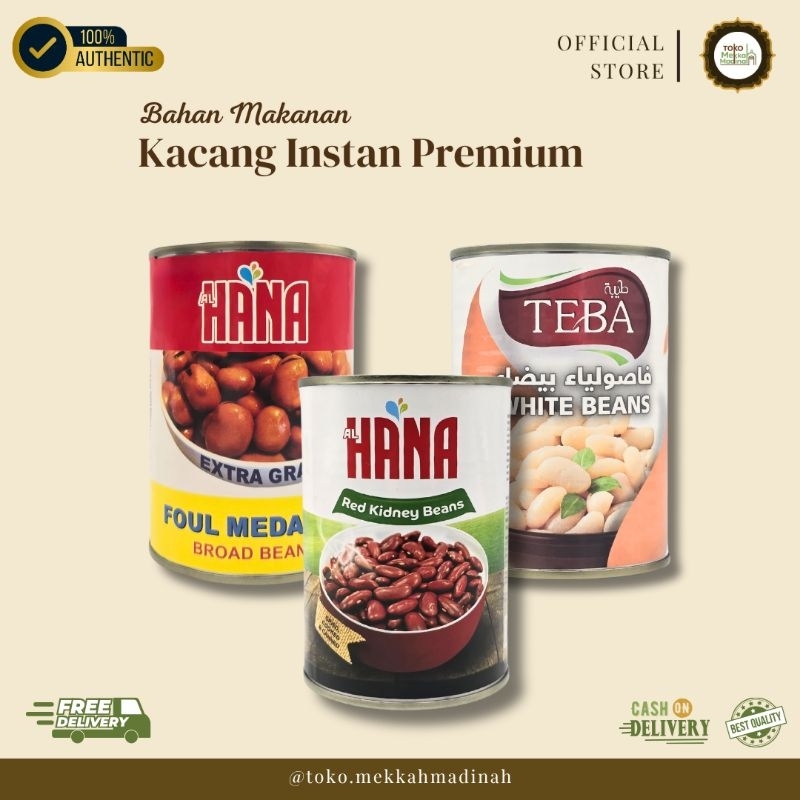 

Al Hana | Teba | Foul Madames, Red kidney, White beans | Kacang Instan Premium