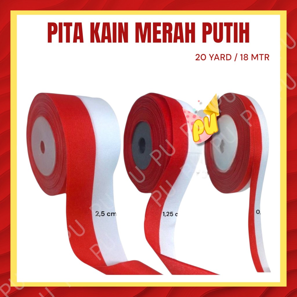 

Pita MERAH PUTIH 1/2" 1" / Pita Kain Bendera HUT RI