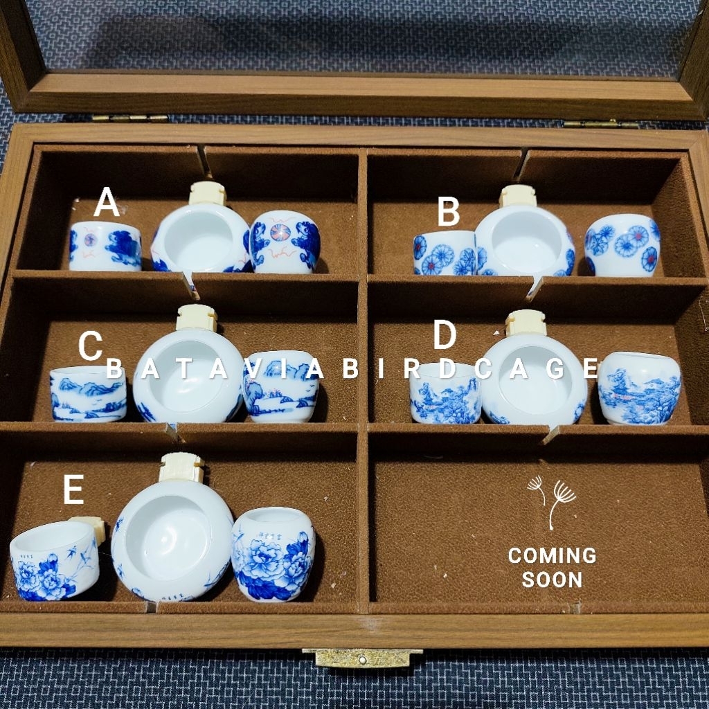 Cepuk Keramik Kecil Cungkok Nanjing Style Lukis Pleci SET 3PCS