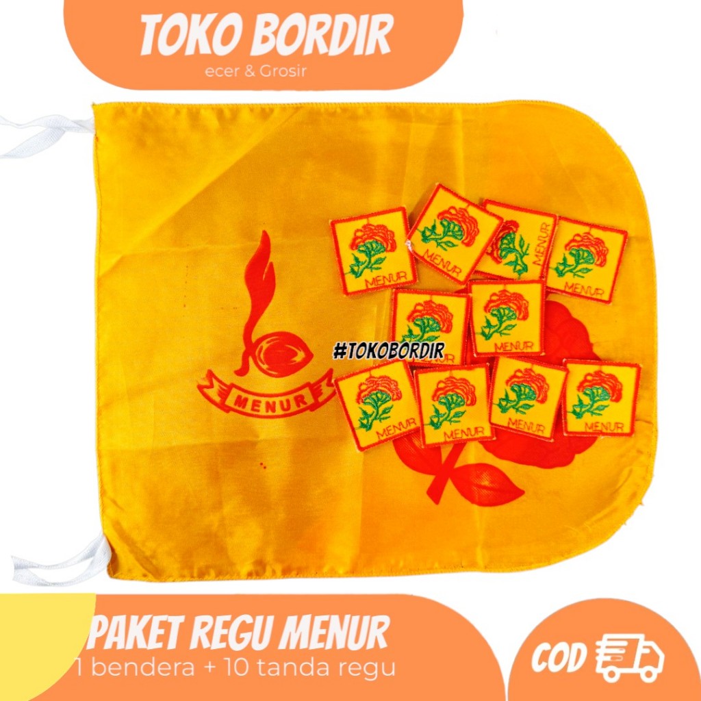 Paket regu pramuka menur ( 1 bendera regu + 10 tanda regu menur )