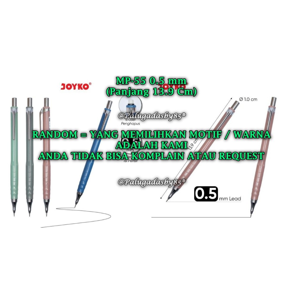 

(1 Biji) GROSIR Pensil Mekanik JOYKO MP-55 0.5 mm / Mechanical Pencil Joyko MP-55 0.5 mm (1 Biji)