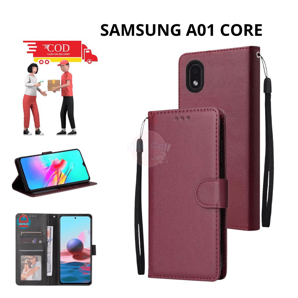 Casing Flip Polos Samsung A01 Core Casing Flip Wallet Dompet