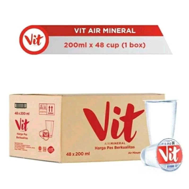 

Air Mineral VIT Gelas 200ml – 1 Dus (48 pcs) – Segar & Higienis VIT Air Mineral Kemasan Gelas