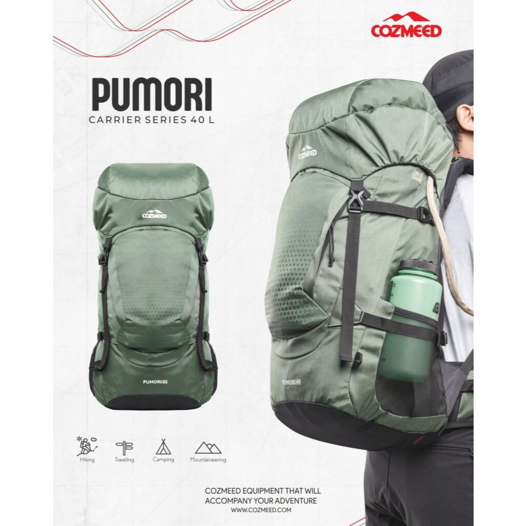Carrier Cozmeed Pumori 40L Green Free Raincover