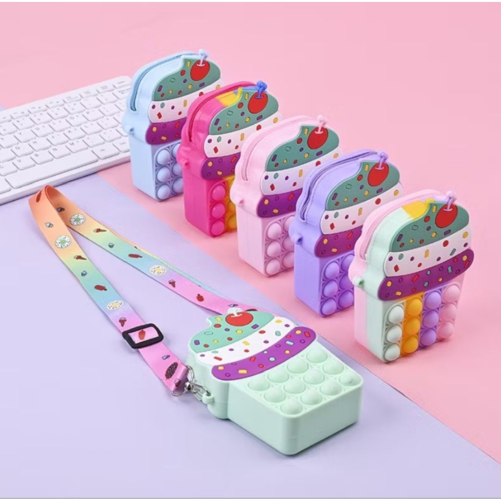 Tas Pop Ice Cream / Tas Pop It Cup Cake / Tas Pop It Anak Perempuan Imut Lucu