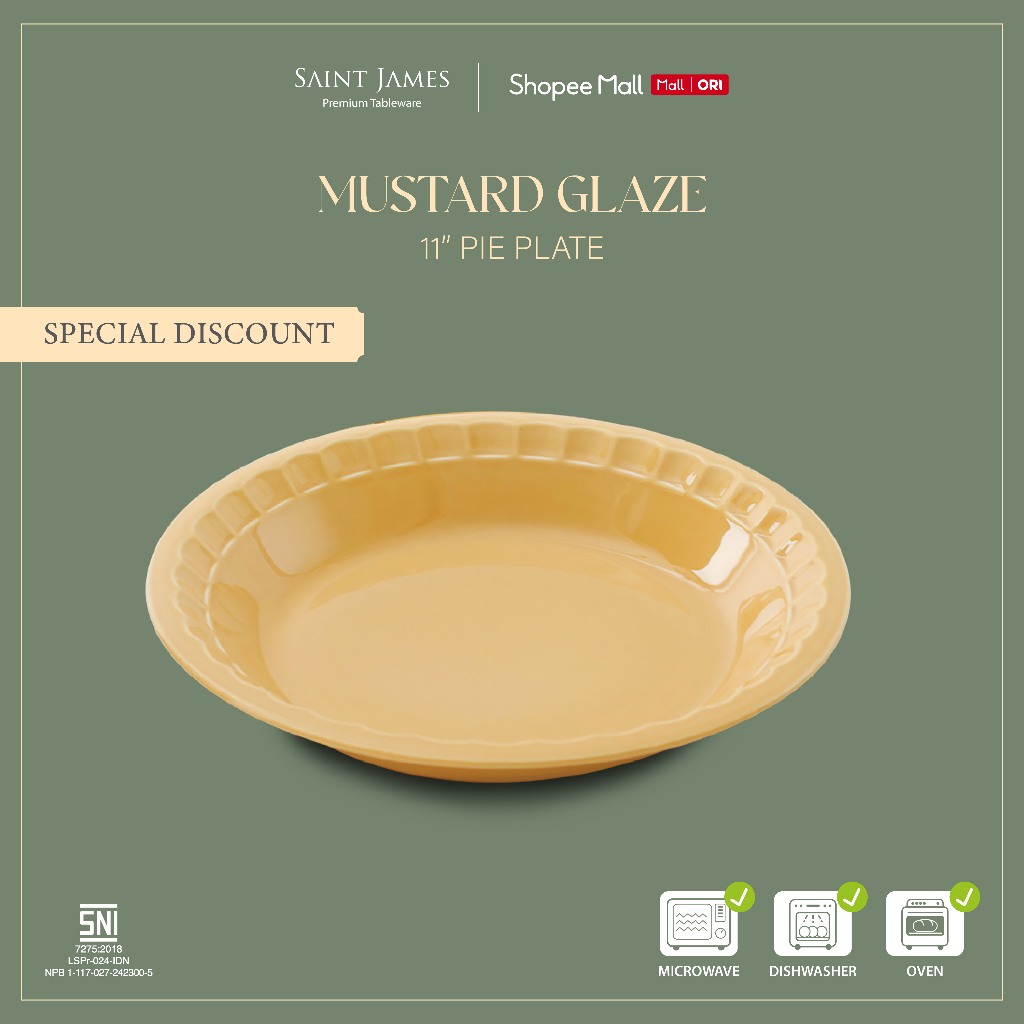 Saint James Mustard Glaze 11 inch Pie Plate