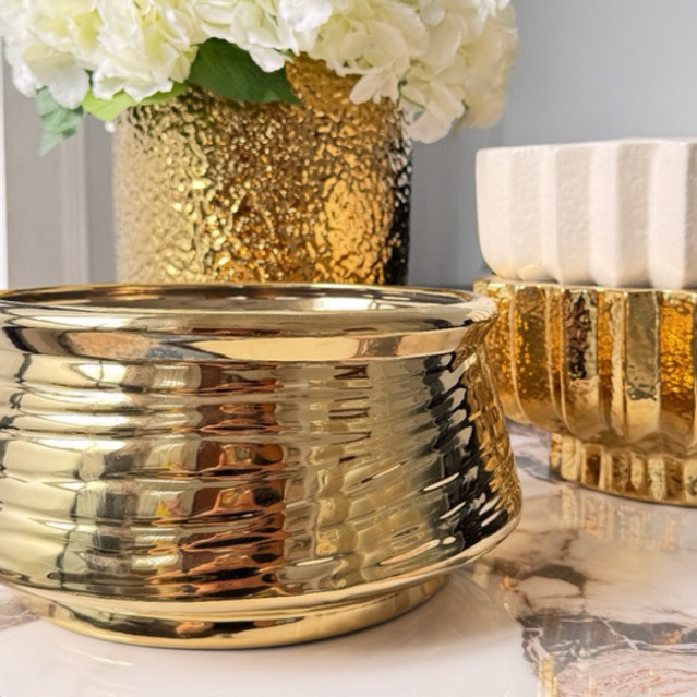 Vas Bunga Keramik Dekorasi Emas Gold / Silver / Putih - CANNES (vas anggrek PALING JUMBO)