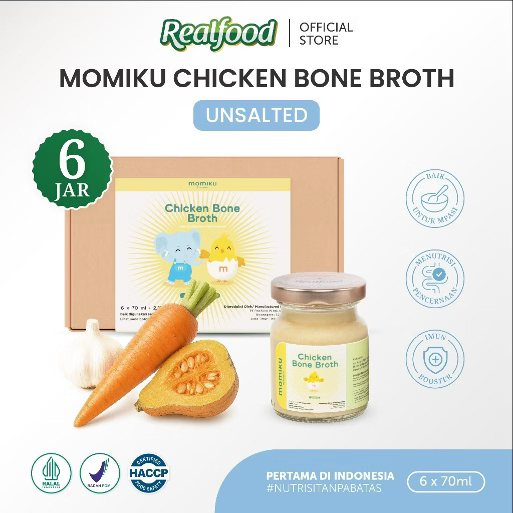 

Realfood Momiku Chicken Bone Broth Unsalted (ISI 6JAR) EXP 18/03/2026