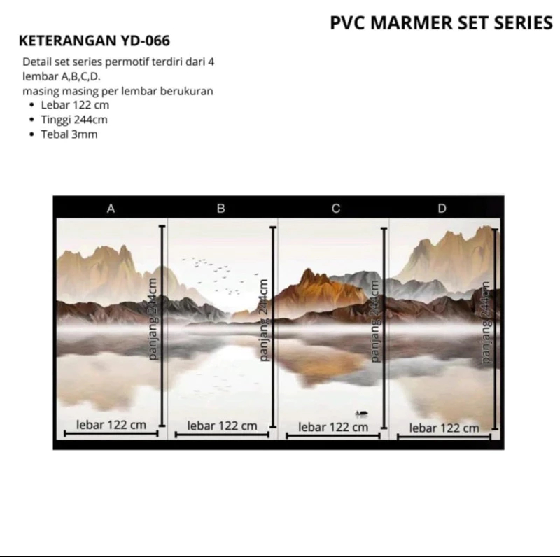 Marmer PVC UV Board / Wallboard PVC Dinding / Harga Per Set Lembar