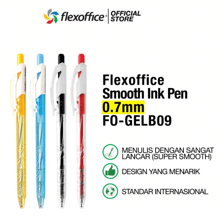 

Pen FlexOffice Trendee Retractable Smooth Ink Pen FO-GELB09 0.6mm [Isi 1 lusin = 12 pcs]