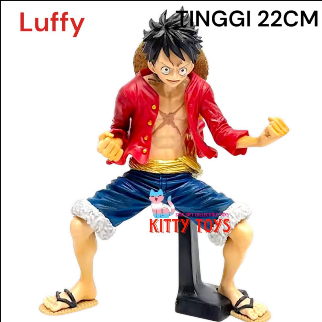 NEW Action Figure One Piece Luffy Squatting Position  Besar Tinggi 22cm