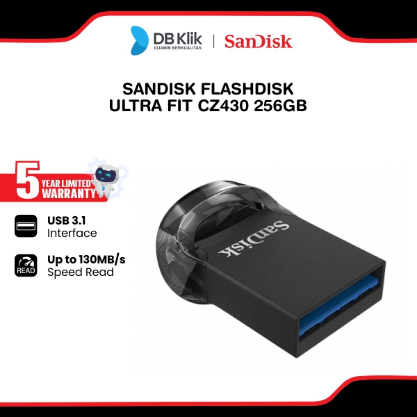 Sandisk Flashdisk Ultra Fit Cz430 256Gb Usb 3.1 (Sdcz430-256G-G46)