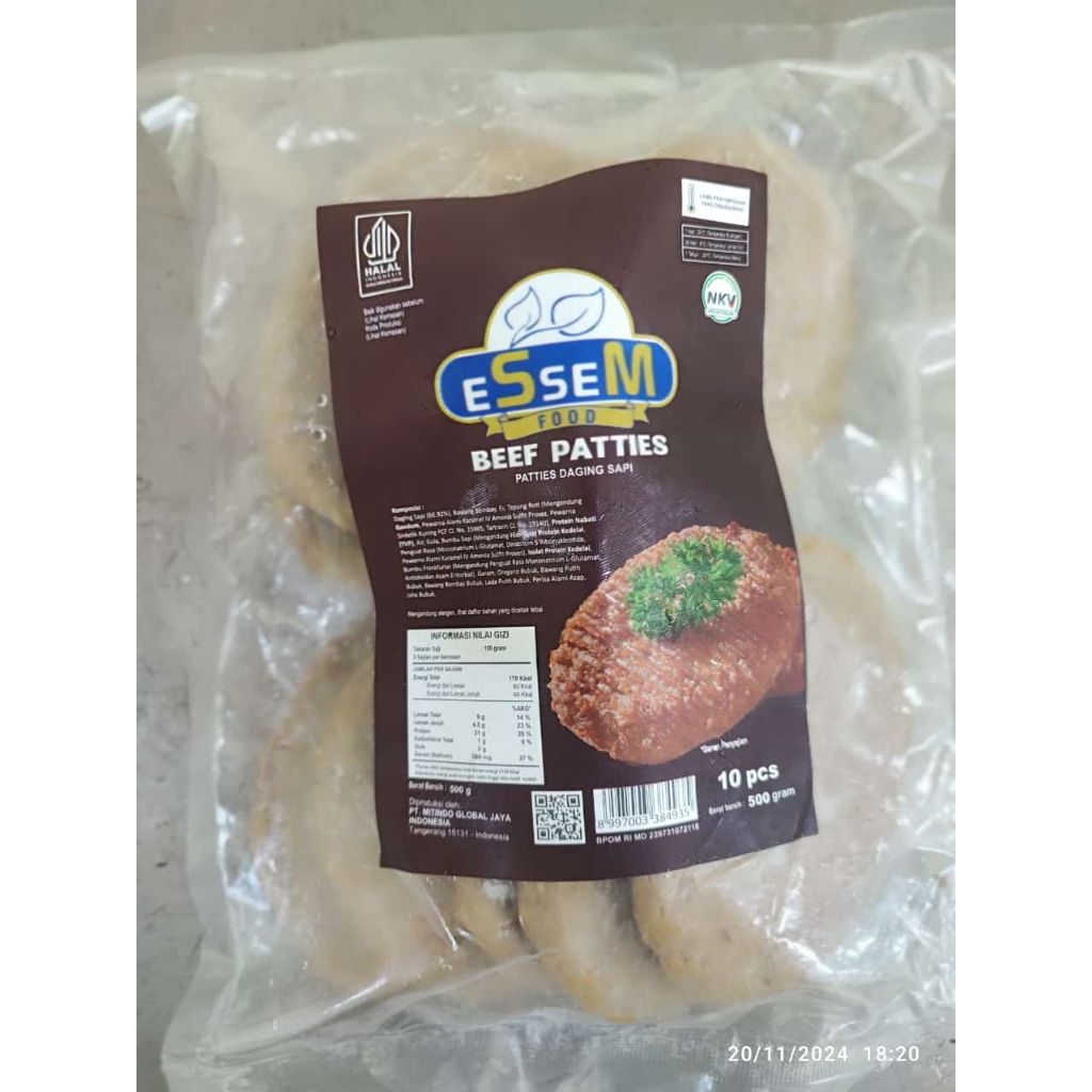 

Essem Beef Patties isi 10 pcs 500 gram