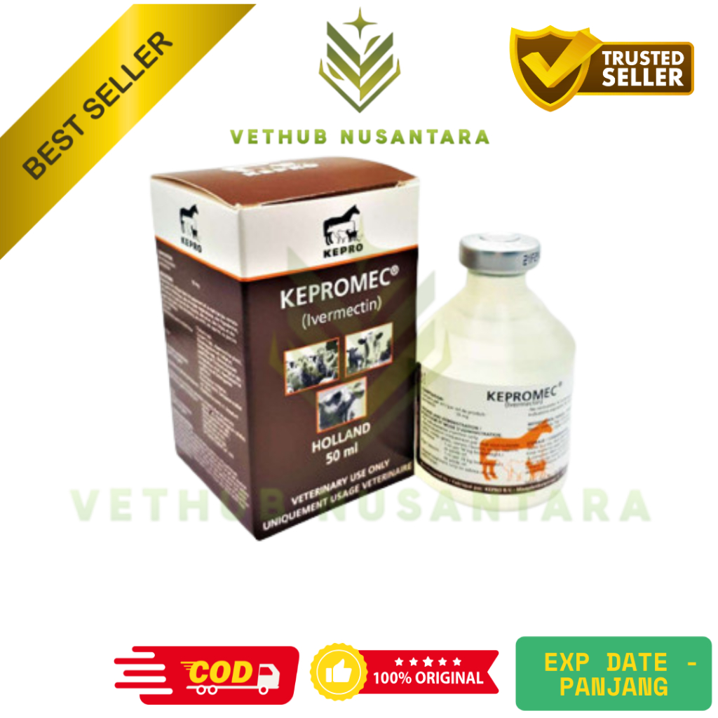 KEPROMEC INJEKSI 50 ml - obat cacing, gudig, scabies, gurem hewan