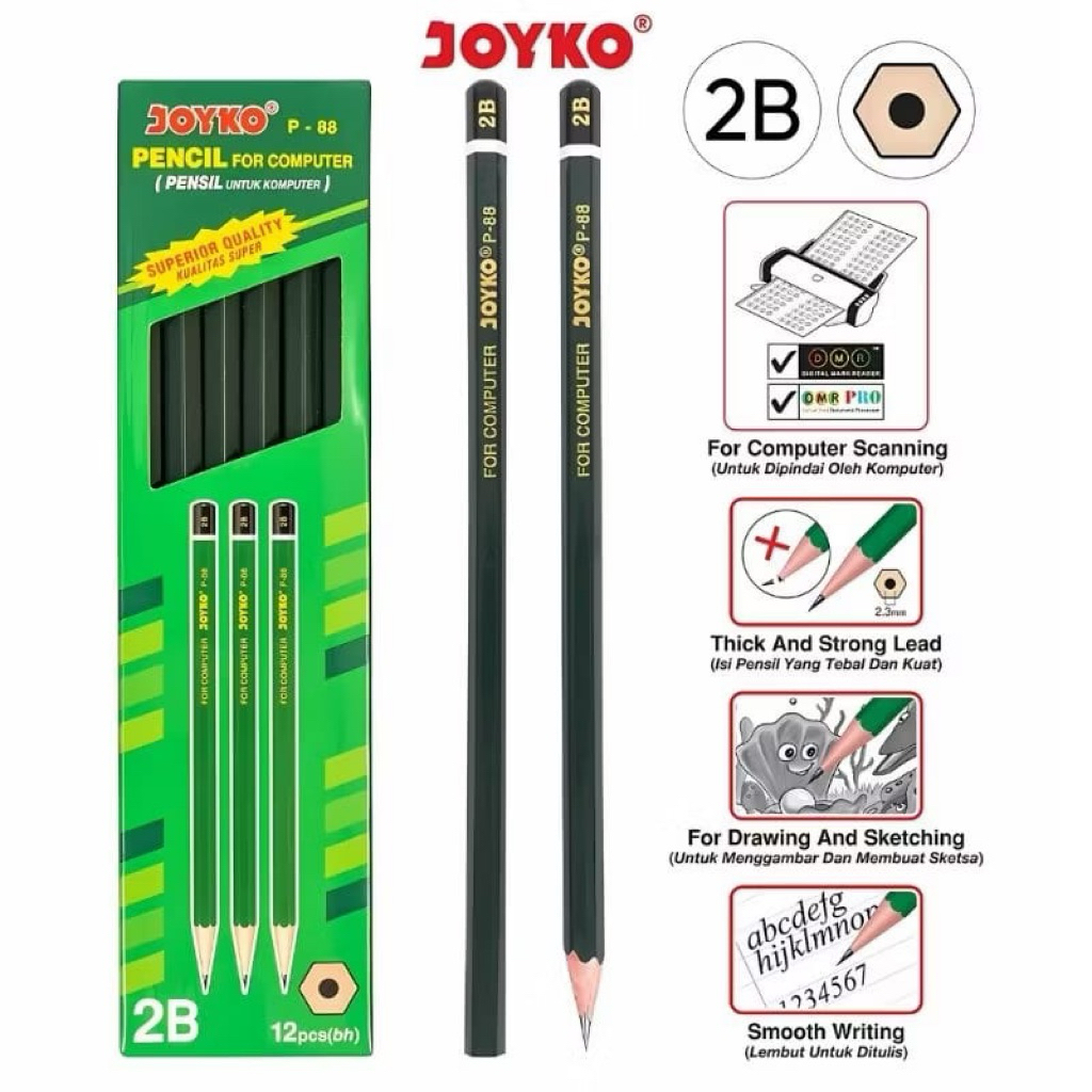 

Pensil Joyko 2B P-88 1 Kotak isi 12pcs Cod