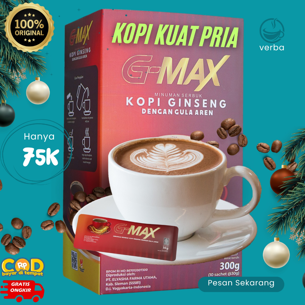 

G Max Kopi Ginseng 1 Box 10 Sachet Kopi Kuat Pria Tahan Lama Original 100% BPOM RI