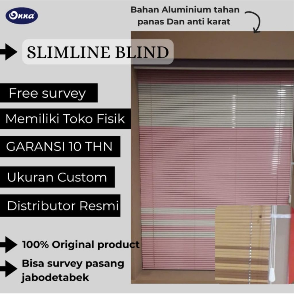 Onna /Horizontal Blind / Slimline Blind / Tirai Kantor /Tirai Rumah