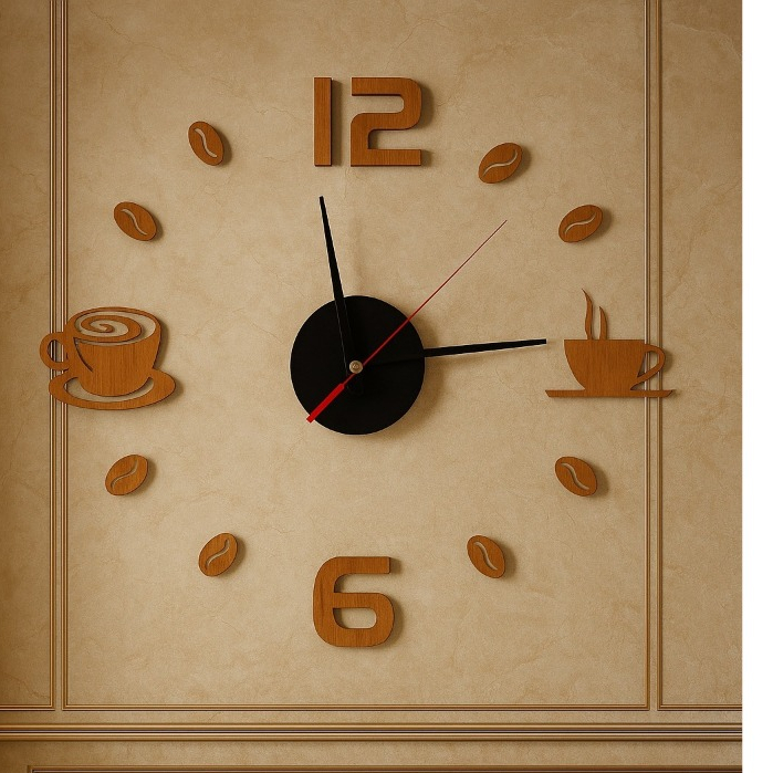 Jam Dinding Kopi tempel Model Cafe Jam dinding tempel DIY Mini analog 3D Jam DIY Kecil Jam dinding a