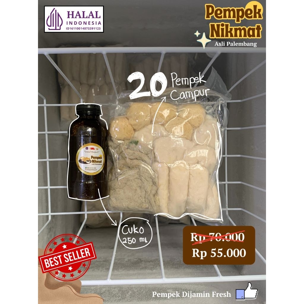 

20 Pempek Campur + cuko 250 ml - Asli Palembang [Pempek Nikmat]