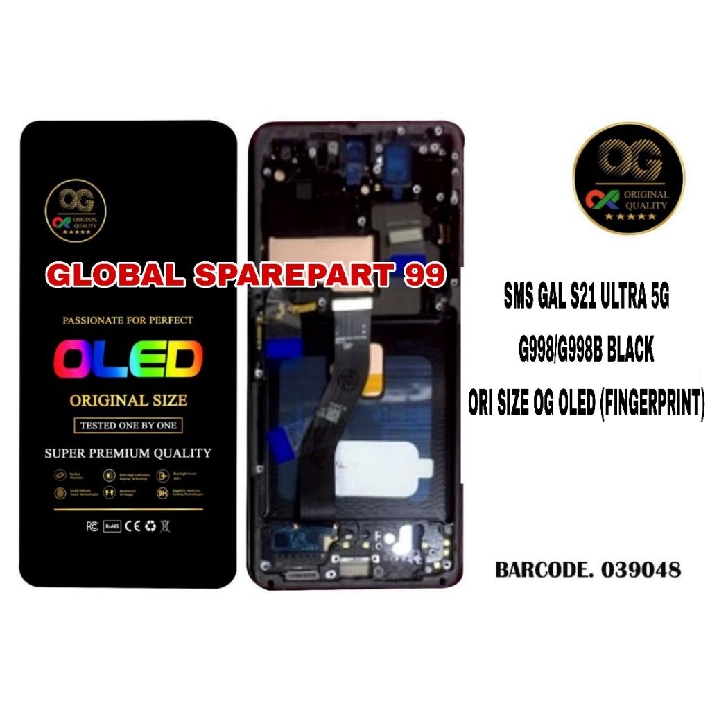 LCD S21 ULTRA 5G G998 G998B +FRAME BLACK ORI OLED OG SUPER (FINGERPRINT) OLED OG SUPER