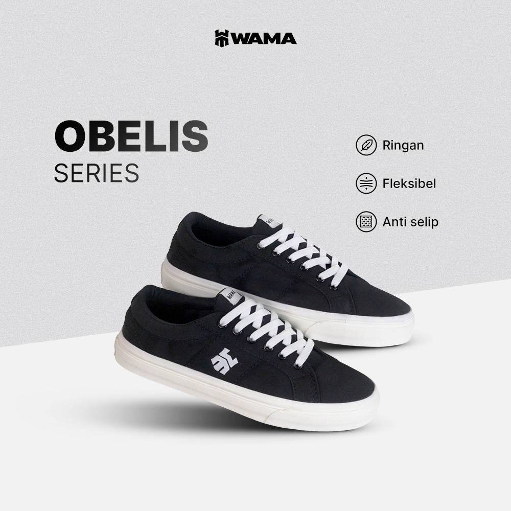 WAMA - Obelis | Sneakers Casual - Sepatu Sneakers Casual Hitam Unisex - Sepatu Sneakers Sekolah