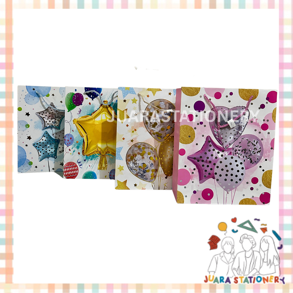 

(1416) JUARASTATIONERY Paper Bag Besar Glitter Party 25.5x9.5x31.5 / Tas Tali Glitter Tas Kado
