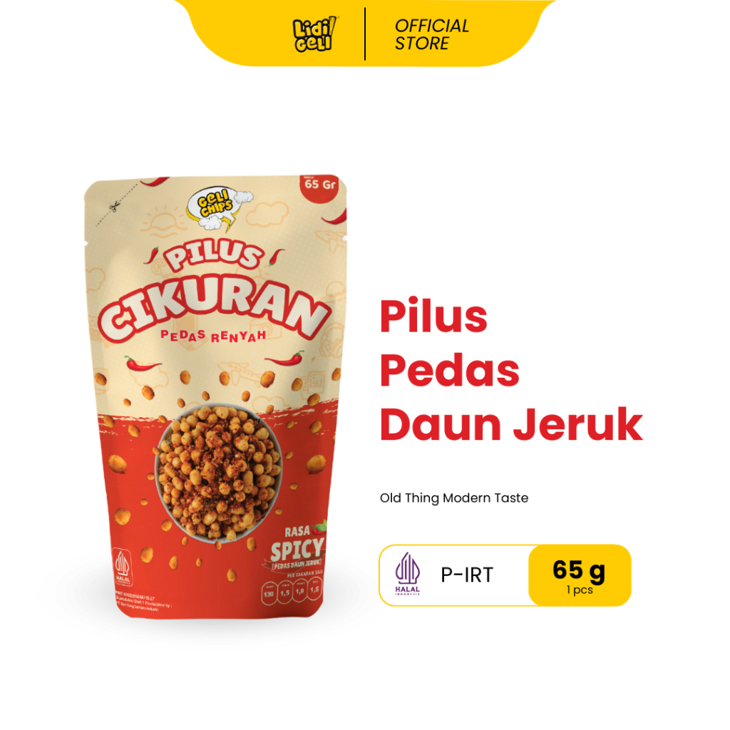 

Geli Chips Pilus Cikuran Spicy Pedas Gurih (Sukro Cikur) 65gr