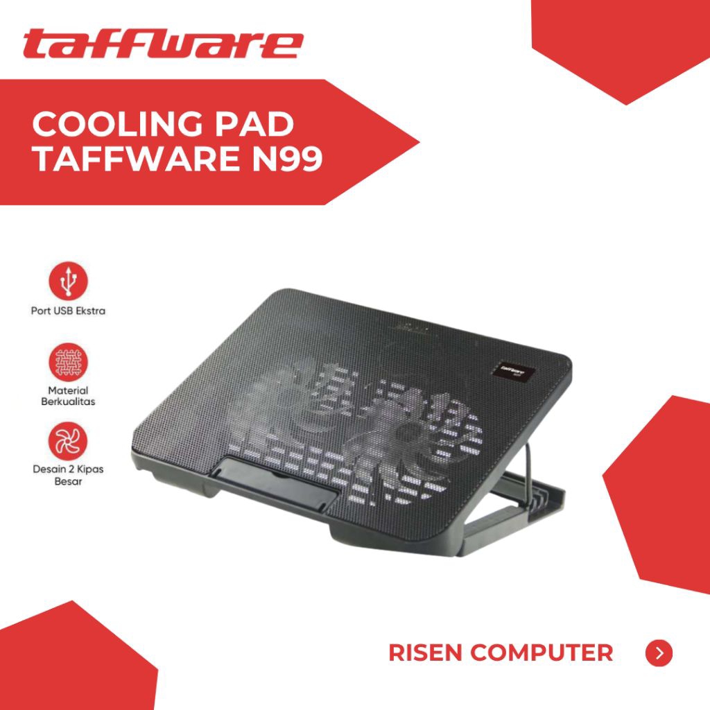 COOLINGPAD UNITECH N99 Led Cooler Laptop 2 Kipas Fan Stand Cooling Pad