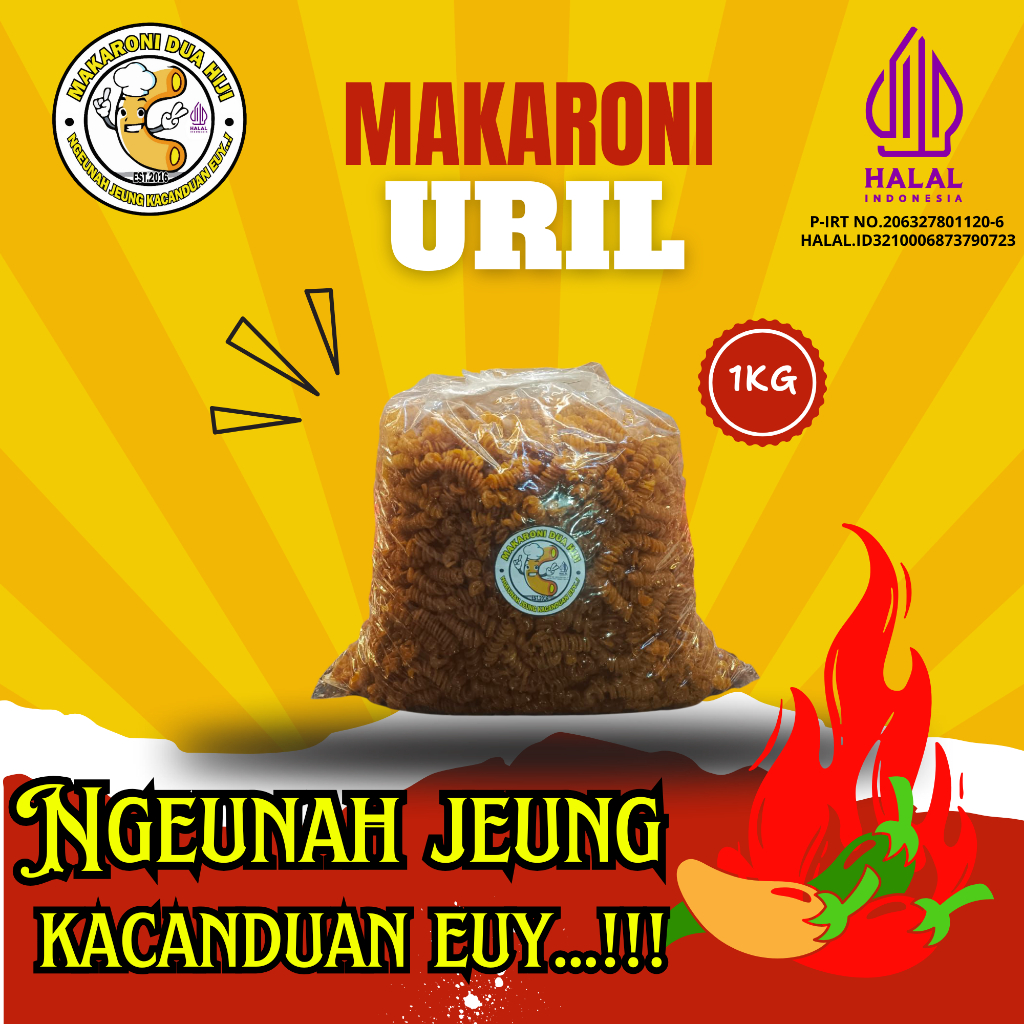 

Makaroni Uril Makaroni spiral DUA HIJI 1 Kg Bmbu original pedas extr pedas