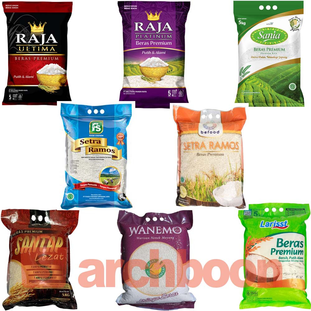 

Beras Premium Pulen 5kg 5 kilo 5000 gram Raja Ultima Raja Platinum Sania Befood Food Station FS Setra Ramos Santap Lezat Wanemo Larisst Beras Lezat Premium