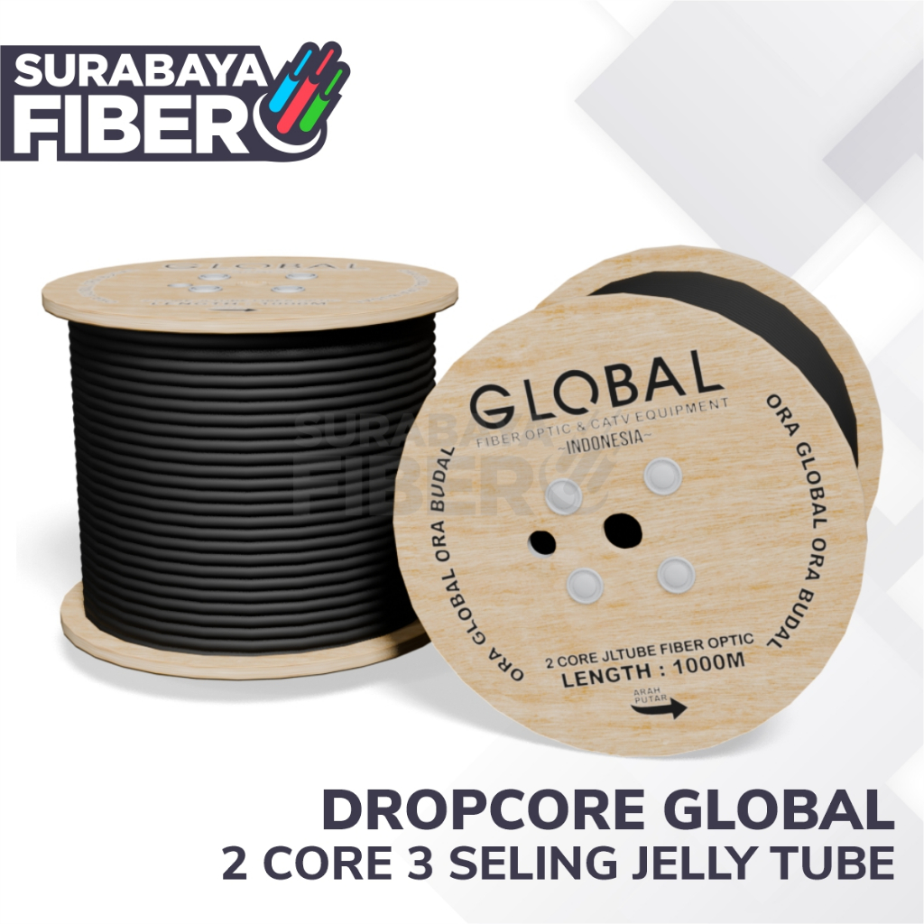 Global Dropcore Jellytube 2 Core 3 Seling 1 KM 2 KM Original - Kabel FO 2Core Jeli tube - Core G657A