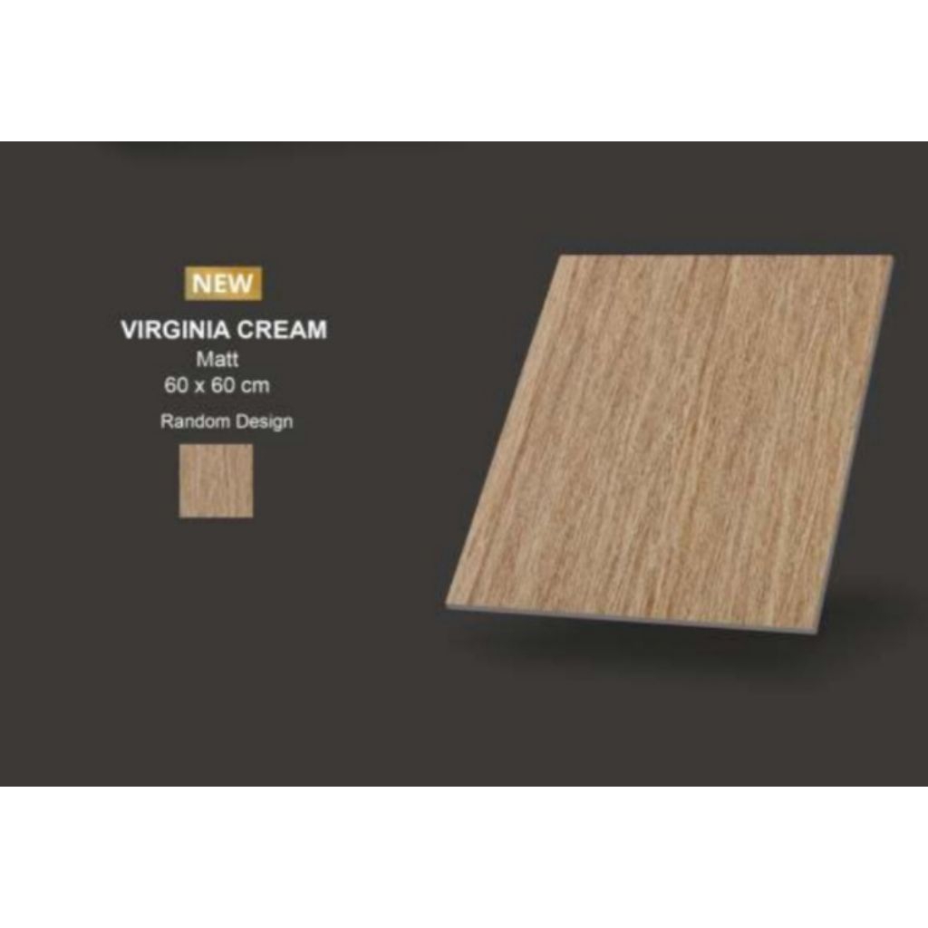 GRANIT MERK VALENTINO TIPE VIRGINIA CREAM UKURAN 60X60 MOTIF CORAK KAYU PERMUKAAN TEKSTURE MATT UNTU