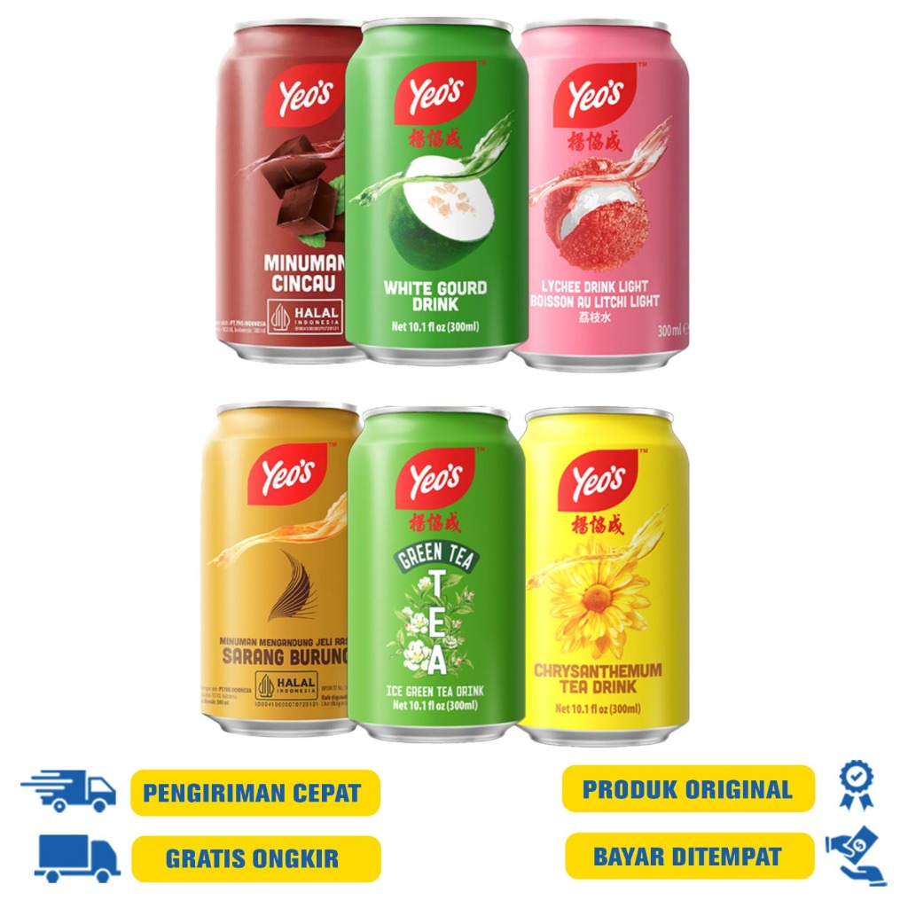 

Yeo's minuman kaleng All Varian 300 | 330 ML - Bird Nest | Kedelai |Jasmine Tea |Lyche|Wintermelon