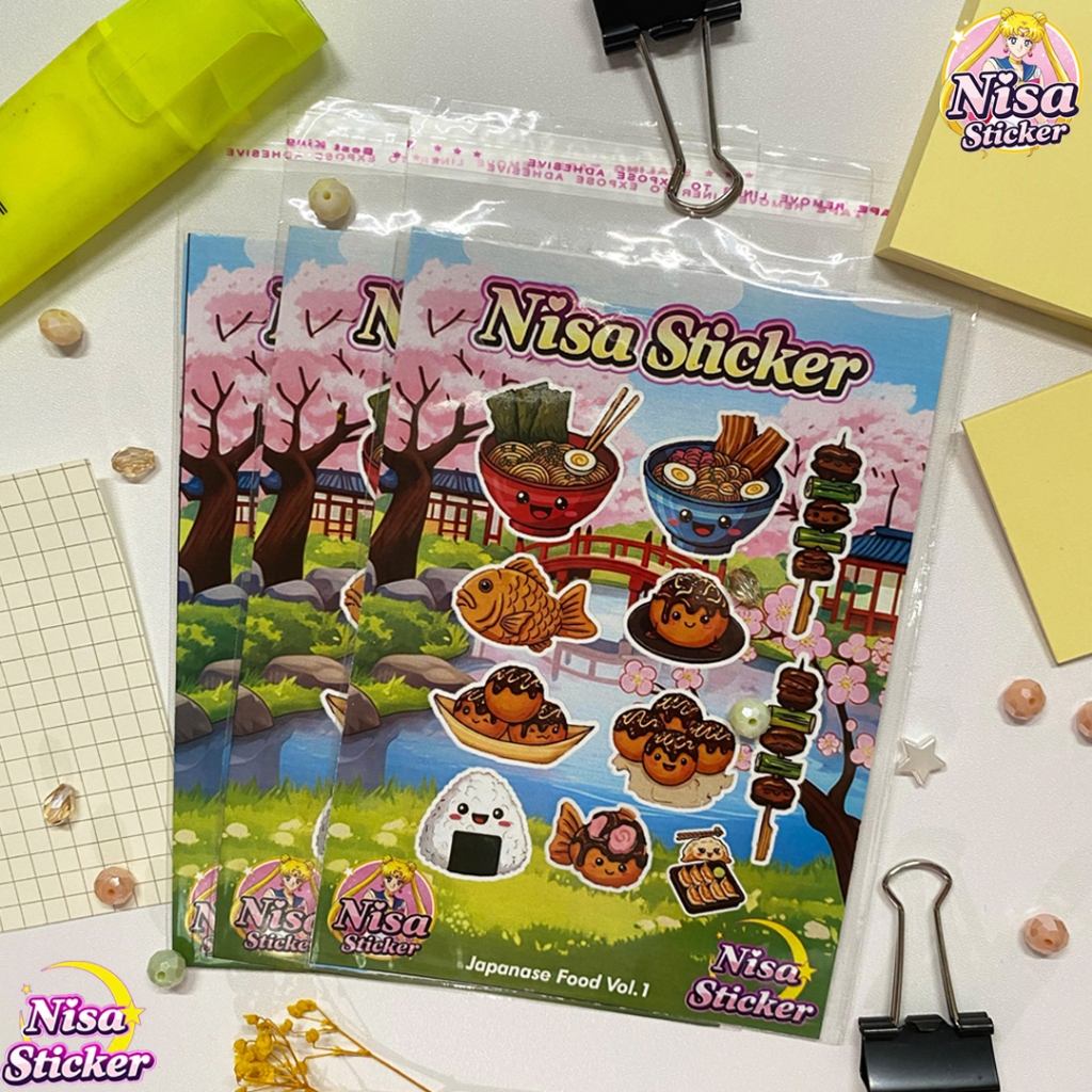 

Stiker Kiss Cut DIY hias cute kartun karakter Makanan Jepang Aesthetic deco diary Jurnal Planner