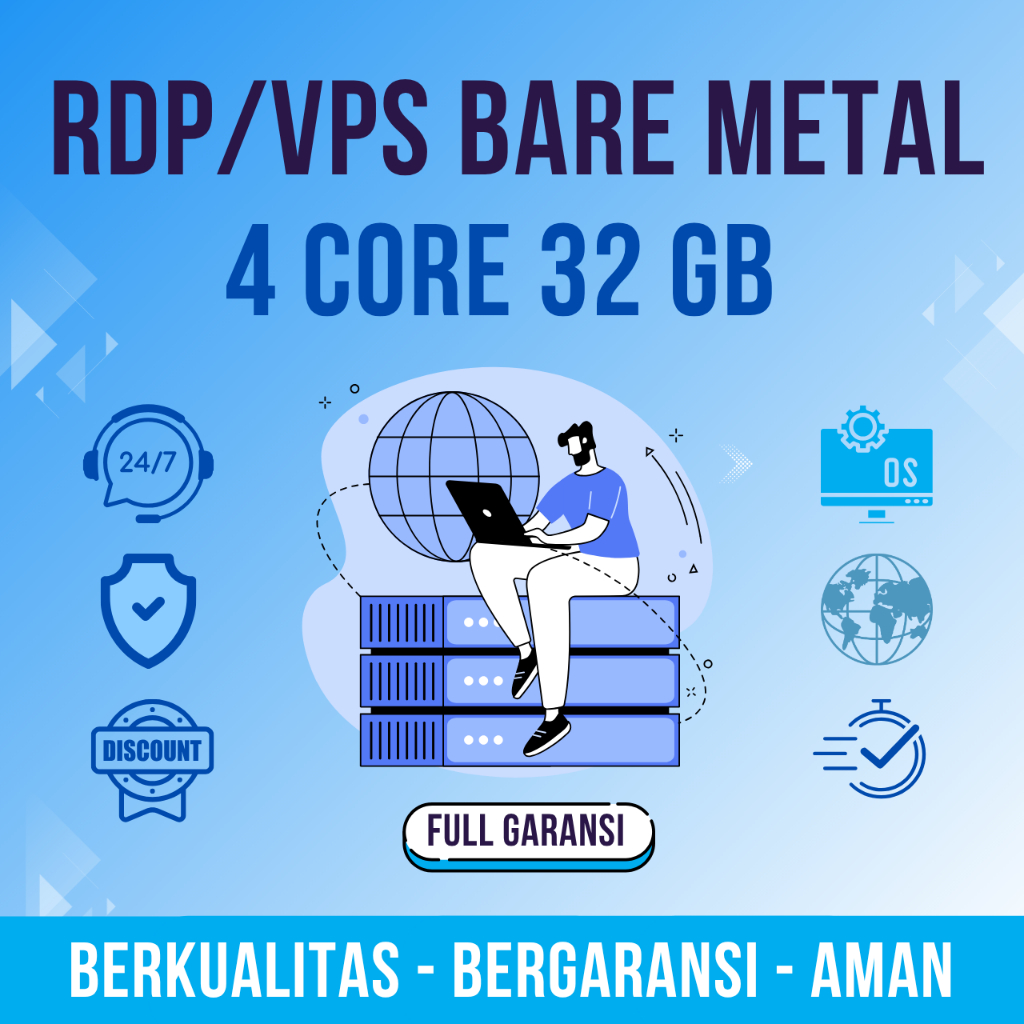 RDP / VPS BARE METAL 4 CORE 32 GB SUPPORT EMULATOR FULL GARANSI
