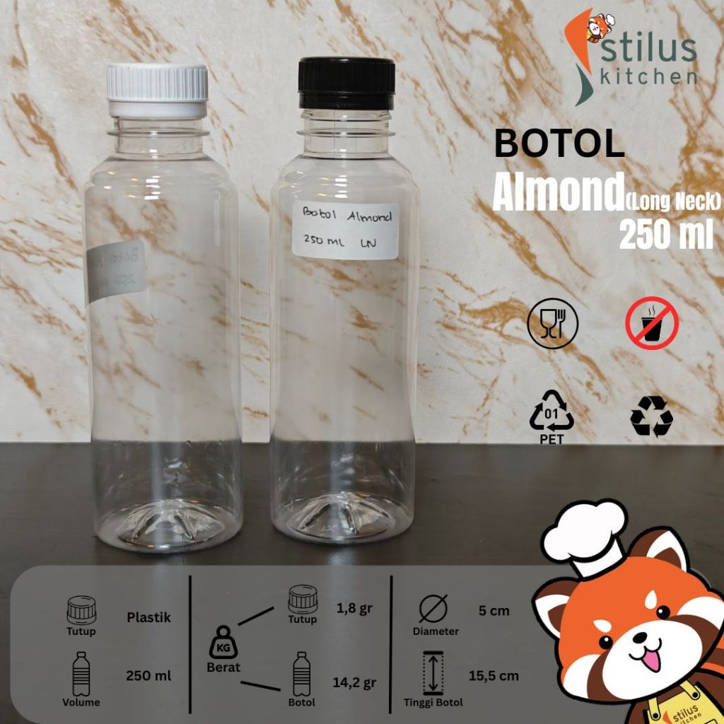 Botol Almond Long Neck 250ml / Botol Almond 250 ml / Botol Plastik