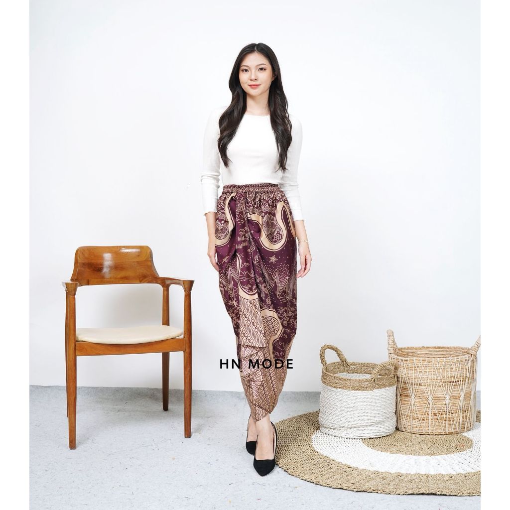 HN MODE - Rok rempel batik floral motif terbaru / Rok lilit instan siap pakai / Rok kebaya